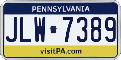 PA license plate JLW7389