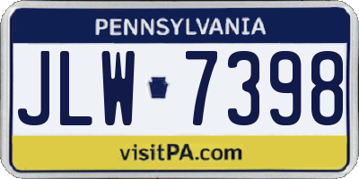 PA license plate JLW7398