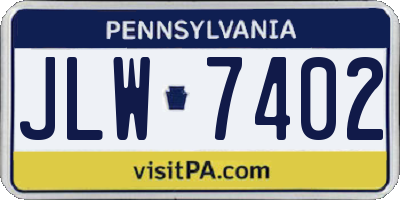 PA license plate JLW7402