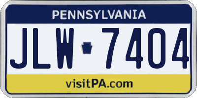 PA license plate JLW7404