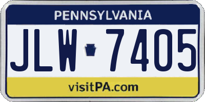 PA license plate JLW7405