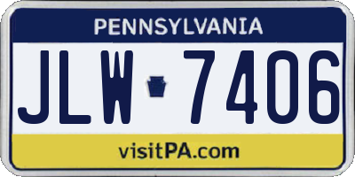 PA license plate JLW7406