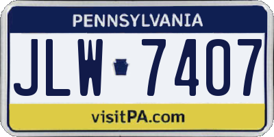 PA license plate JLW7407