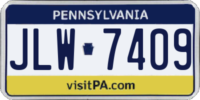 PA license plate JLW7409