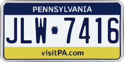 PA license plate JLW7416