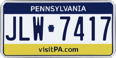 PA license plate JLW7417