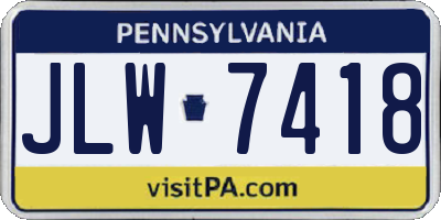 PA license plate JLW7418