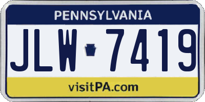 PA license plate JLW7419