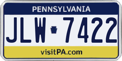 PA license plate JLW7422