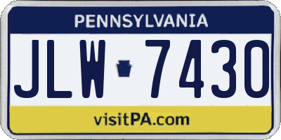 PA license plate JLW7430