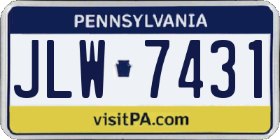 PA license plate JLW7431