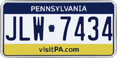 PA license plate JLW7434