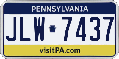 PA license plate JLW7437