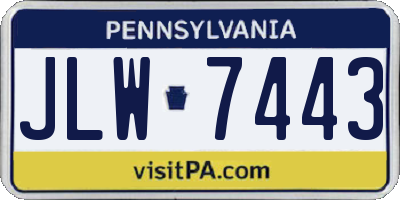 PA license plate JLW7443