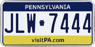 PA license plate JLW7444