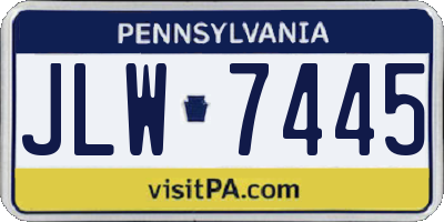 PA license plate JLW7445