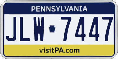 PA license plate JLW7447