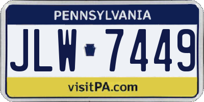 PA license plate JLW7449