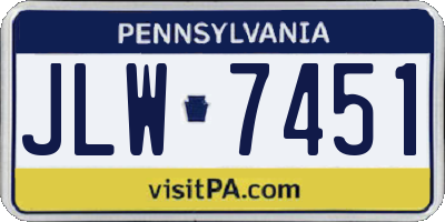 PA license plate JLW7451