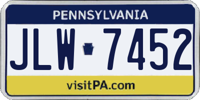 PA license plate JLW7452