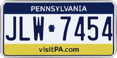 PA license plate JLW7454