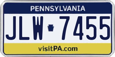 PA license plate JLW7455
