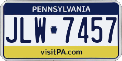 PA license plate JLW7457