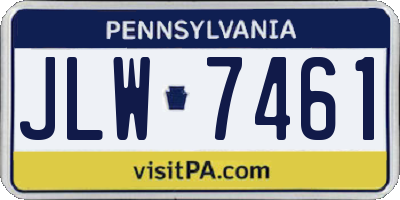 PA license plate JLW7461