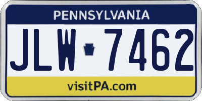 PA license plate JLW7462