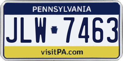 PA license plate JLW7463