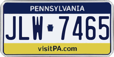 PA license plate JLW7465