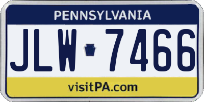 PA license plate JLW7466