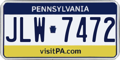 PA license plate JLW7472