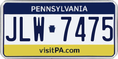 PA license plate JLW7475