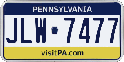 PA license plate JLW7477