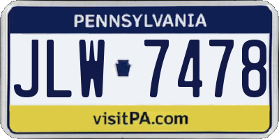 PA license plate JLW7478
