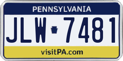 PA license plate JLW7481