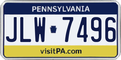 PA license plate JLW7496