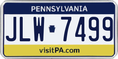 PA license plate JLW7499