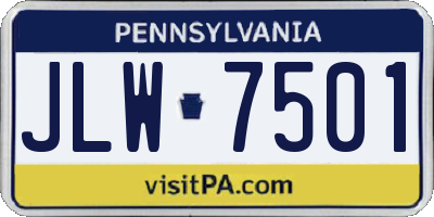 PA license plate JLW7501
