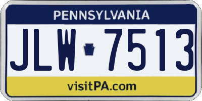 PA license plate JLW7513