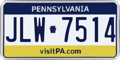 PA license plate JLW7514