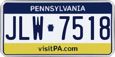 PA license plate JLW7518