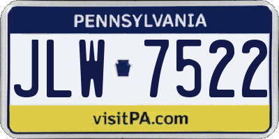 PA license plate JLW7522