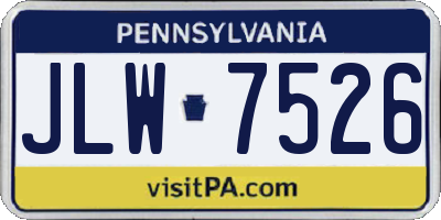 PA license plate JLW7526