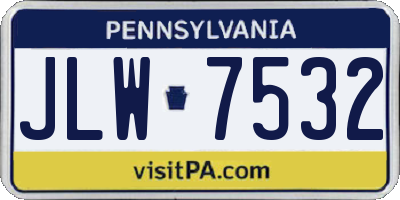 PA license plate JLW7532