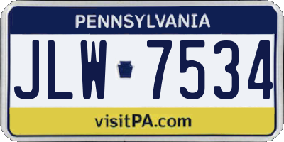PA license plate JLW7534
