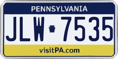 PA license plate JLW7535