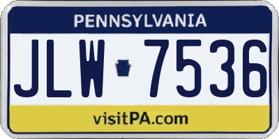 PA license plate JLW7536