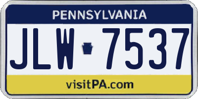 PA license plate JLW7537